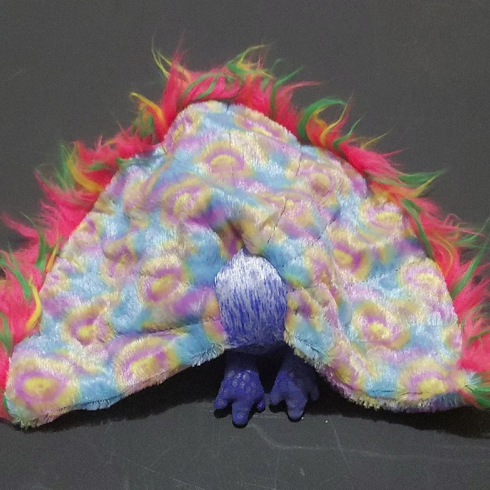Colorful Plush Bird Toy. Ty Beanie Baby Flashy the Peacock.